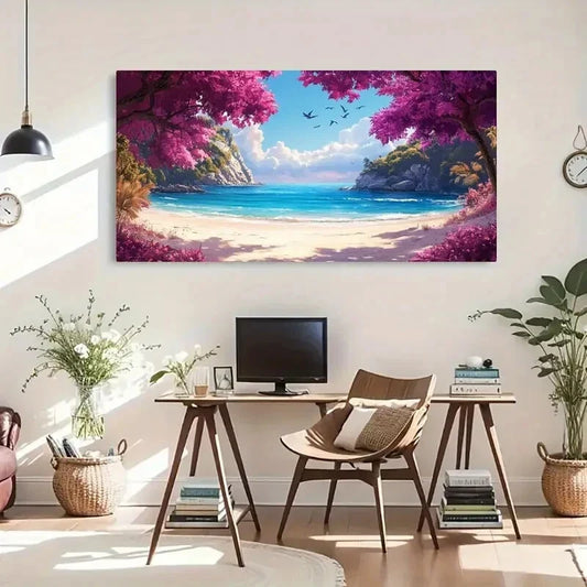 Mysterious Forest Beach Side Wall Art Canvas Office Home Room Framed 120x60cm