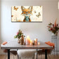 Whimsical Smiling Fox Glasses Wall Art Canvas Office Home Room Framed 120x60cm