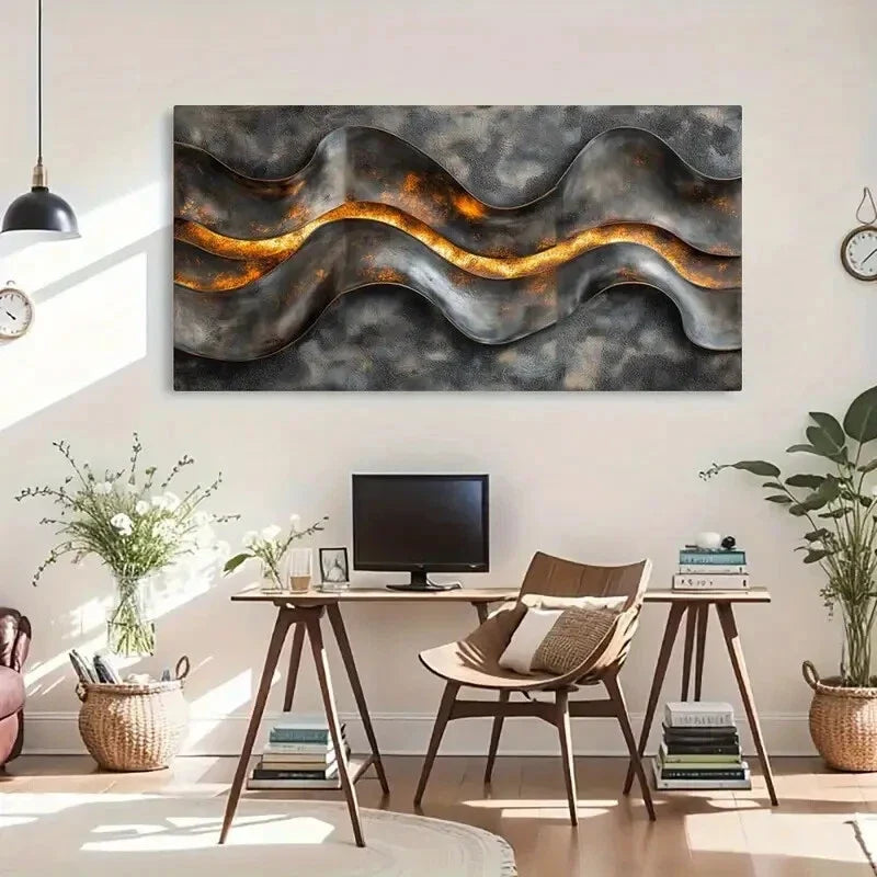 Vibrant Warm Glows Textured Wall Art Canvas Office Home Room Framed 120x60cm
