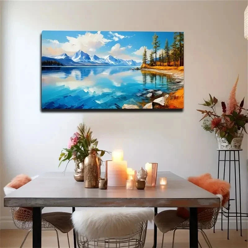 Beautiful Snow Mountain Wall Art Canvas Office Home Room Framed 120x60cm