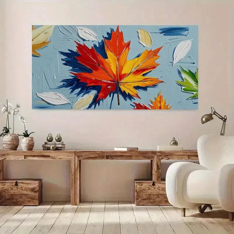 Vibrant Autumn Maple Leaf Wall Art Canvas Office Home Room Framed 120x60cm