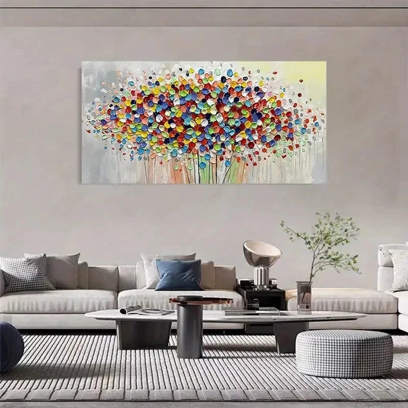 Textured Tree Abstract Colorful Wall Art Canvas Office Home Room Framed 120x60cm