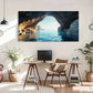 Vibrant Blue Sea And Rocks Wall Art Canvas Office Home Room Framed 120x60cm