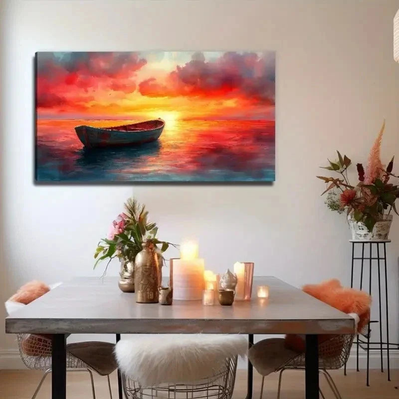 Style Sunset Bohemian Wall Art Canvas Office Home Room Framed 120x60cm