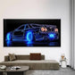 Sports Car Vibrant Blue & Red Wall Art Canvas Office Home Room Framed 120x60cm