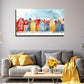 Vibrant Colorful Townscape Wall Art Canvas Office Home Room Framed 120x60cm