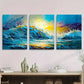 3pcs Abstract Seascape Vibrant Ocean Waves Metal Print Ready to Hang Art