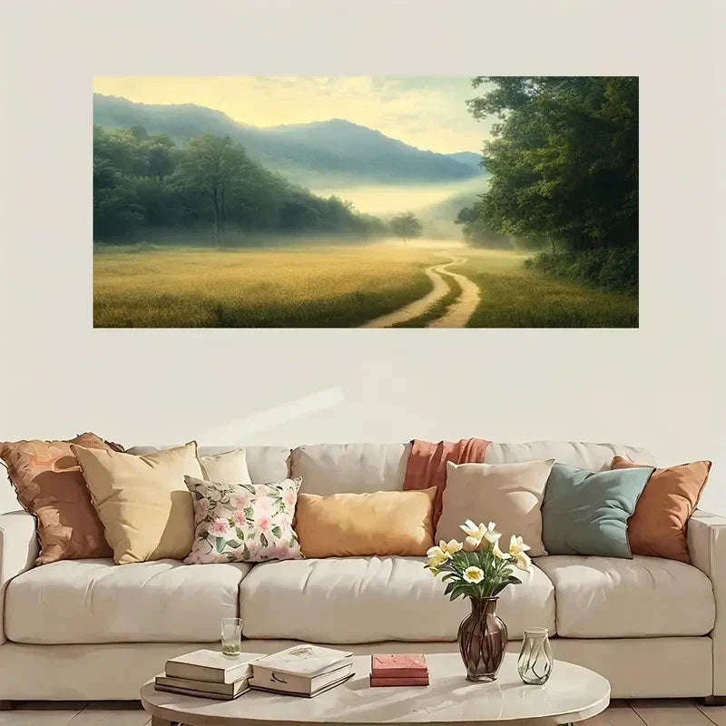 Alone Pathway Forest Nature Wall Art Canvas Office Home Room Framed 120x60cm