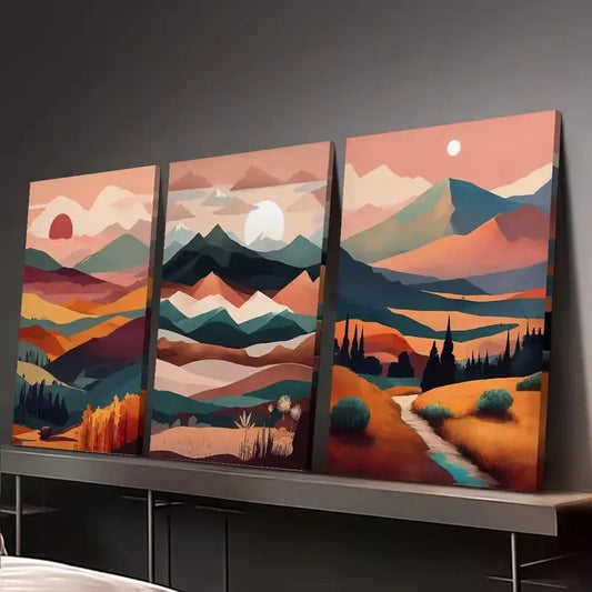 3pcs Modern Sunset Landscape Decoration Wall Art Set Canvas Framed 40x60cm - High Quality Print 100% Australian Made Wall Canvas Ready to Hang