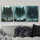 3pcs Wolf Sky Luxurious Painting Metal Print Ready to Hang Art