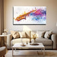 Golden Saxophone Musical Notes Wall Art Canvas Office Home Room Framed 80x45cm