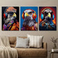 3pcs Vibrant Falcon with Headphones Wall Art Set Canvas Framed 40x60cm - High Quality Print 100% Australian Made Wall Canvas Ready to Hang