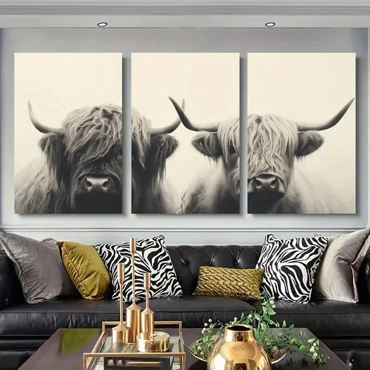 3pcs Black and White Animal Metal Print Ready to Hang Art