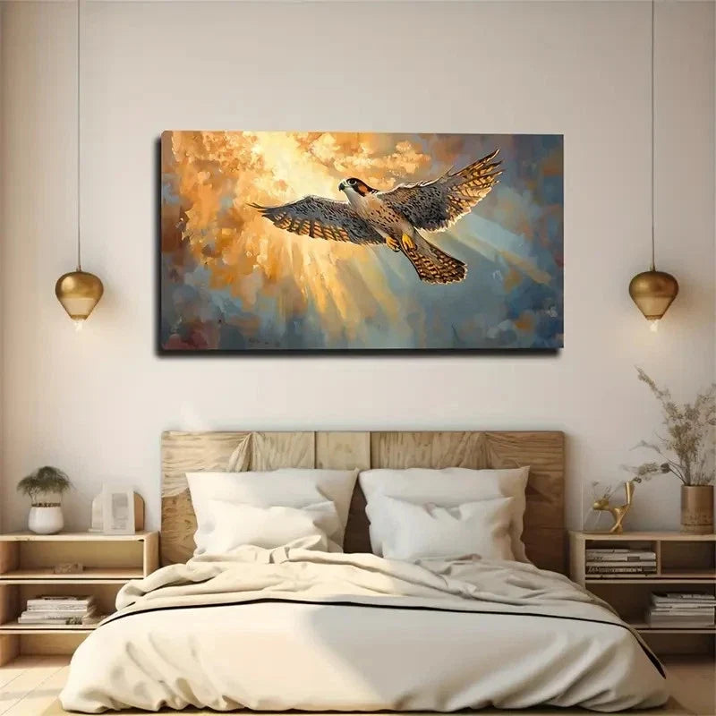 Flying Eagles Sunlight Décor Wall Art Canvas Office Home Room Framed 120x60cm