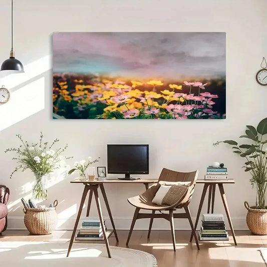 Asian Style Floral Vintage Wall Art Canvas Office Home Room Framed 80x45cm