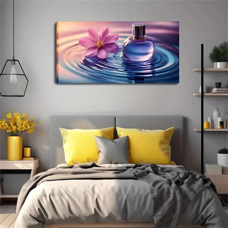 Realistic Perfume Bottle Water Wall Art Canvas Office Home Room Framed 120x60cm