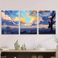 3pcs Beautiful Sunset Seascape Triptych Metal Print Ready to Hang Art