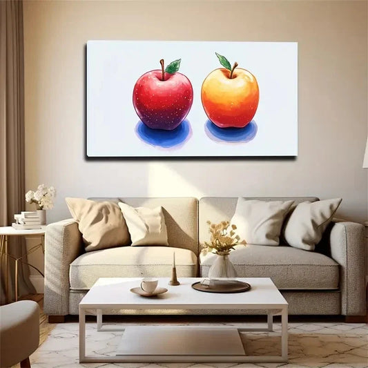 Green Leaves Brown Stem Apple Wall Art Canvas Office Home Room Framed 120x60cm