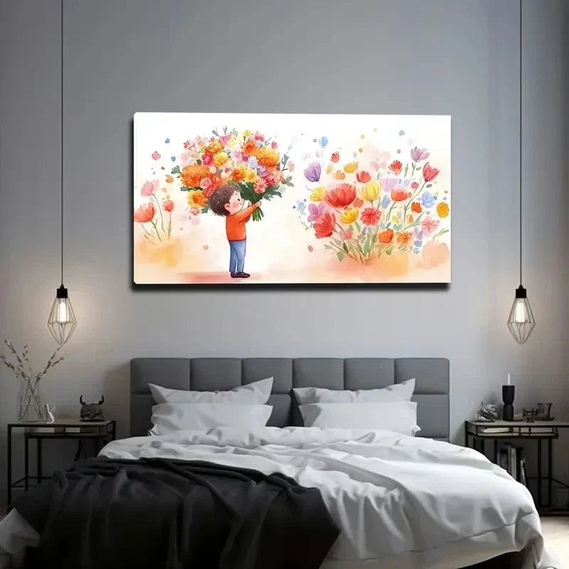 Heartwarming Youngsters Vibrant Wall Art Canvas Office Home Room Framed 120x60cm