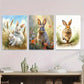3pcs Charming Rabbit Brown Metal Print Ready to Hang Art