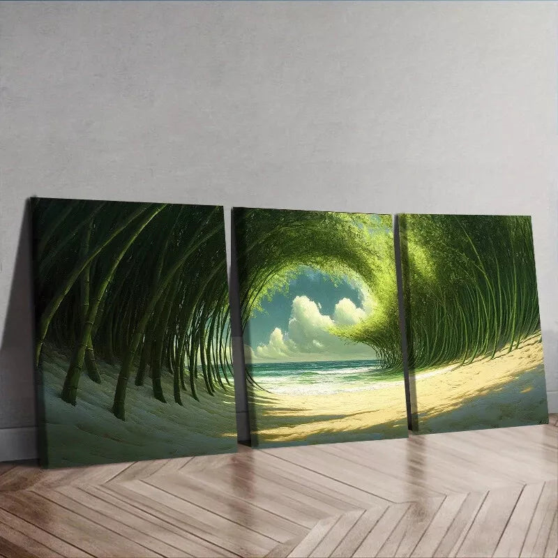 3pcs Depicting a Figure in a Forest by a Lake  Wall Art Set Canvas Framed 40x60cm - High Quality Print 100% Australian Made Wall Canvas Ready to Hang
