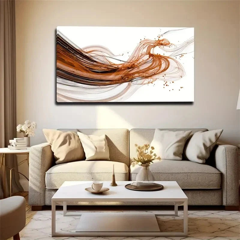 Extra Abstract Brown Beige Wall Art Canvas Office Home Room Framed 80x45cm