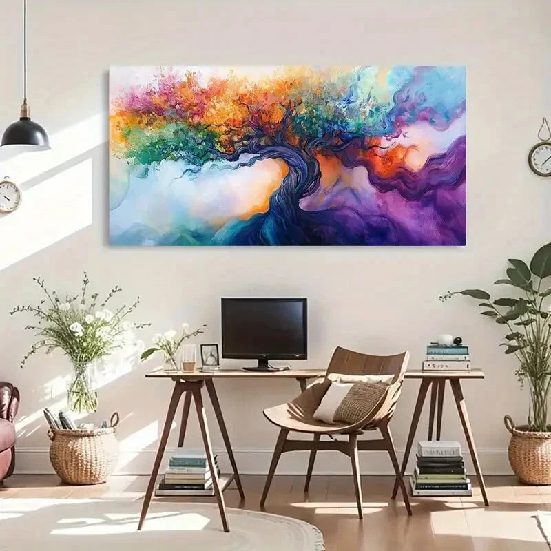 Modern Minimalist Abstract Tree Wall Art Canvas Office Home Room Framed 80x45cm