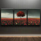 3pcs Large Field of Roses Red Darkness Perfect Wall Art Set Canvas Framed 40x60cm - High Quality Print 100% Australian Made Wall Canvas Ready to Hang