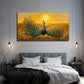 Vibrant Orange & Blue Peacock Wall Art Canvas Office Home Room Framed 80x45cm