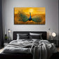 Vibrant Orange & Blue Peacock Wall Art Canvas Office Home Room Framed 120x60cm