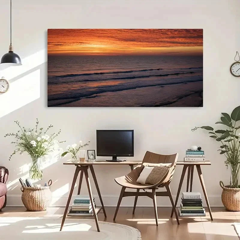 Dawn Over Daytona Beach Decor Wall Art Canvas Office Home Room Framed 120x60cm