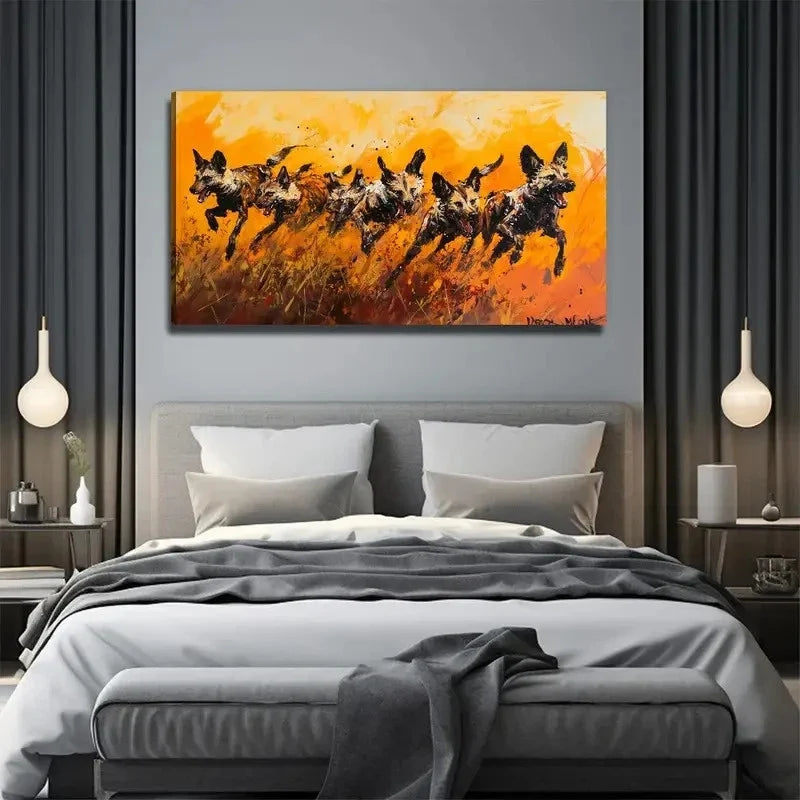 Vibrant African Wildlife Wall Art Canvas Office Home Room Framed 80x45cm