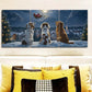 3pcs The dog looks at Santa Claus Metal Print Ready to Hang Art