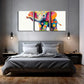 3pcs Cute Elephants Dressed in Colorful Circles Wall Art Set Canvas Framed 40x60cm - High Quality Print 100% Australian Made Wall Canvas Ready to Hang
