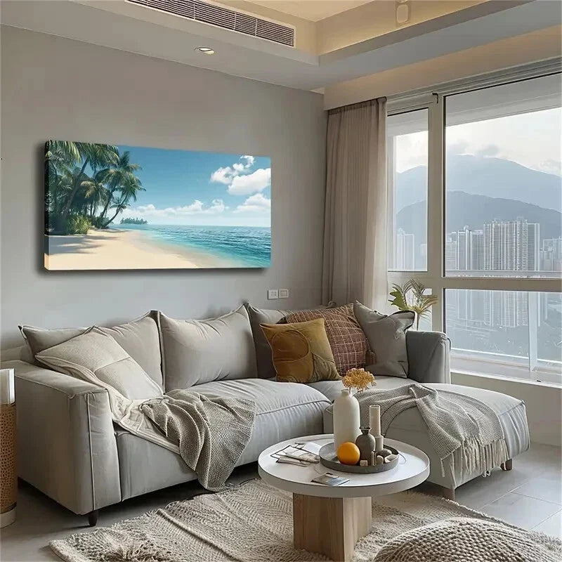 Beach Scenery Décor Indoor Wall Art Canvas Office Home Room Framed 80x45cm