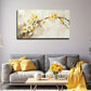 White Floral Design With Yellow Wall Art Canvas Office Home Room Framed 120x60cm