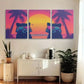 3pcs Raccoons in Fashion Glasses Beach Sunset Wall Art Set Canvas Framed 40x60cm - High Quality Print 100% Australian Made Wall Canvas Ready to Hang