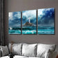 3pcs Ocean Storm Lighthouse Painting Wall Art Set Canvas Framed 40x60cm - High Quality Print 100% Australian Made Wall Canvas Ready to Hang