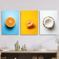 3pcs  Orange Slices, Bright Apricot, Coconut Wall Art Set Canvas Framed 40x60cm - High Quality Print 100% Australian Made Wall Canvas Ready to Hang