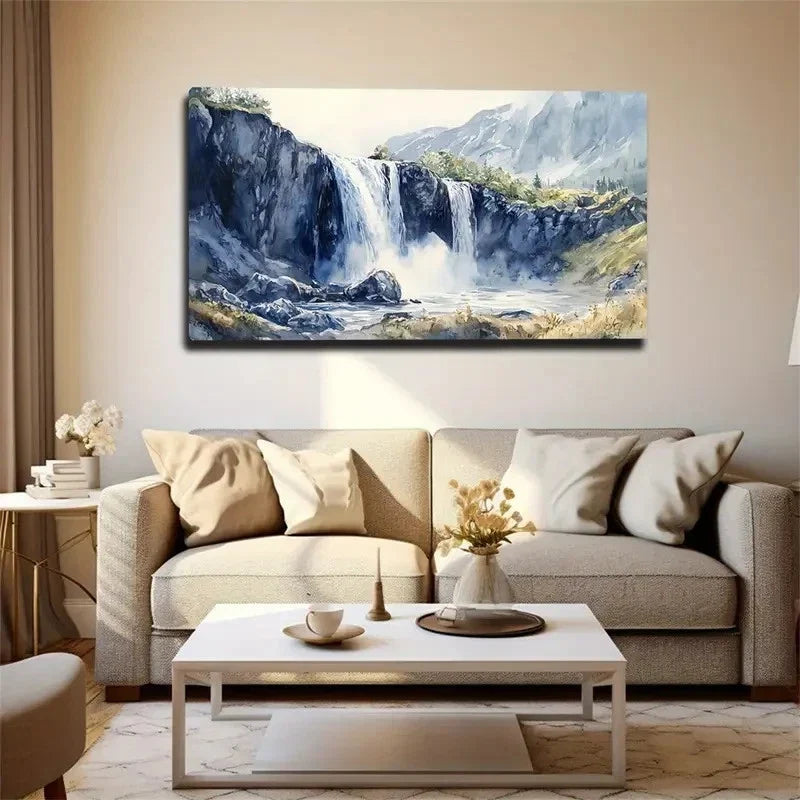 White Water Mist Diffused Air Wall Art Canvas Office Home Room Framed 120x60cm