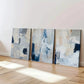 3pcs Abstract Brush Stroke Geometric Modern Blue Wall Art Set Canvas Framed 40x60cm - High Quality Print 100% Australian Made Wall Canvas Ready to Hang
