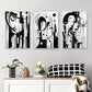 3pcs Abstract Black and White Woman Portrait Metal Print Ready to Hang Art