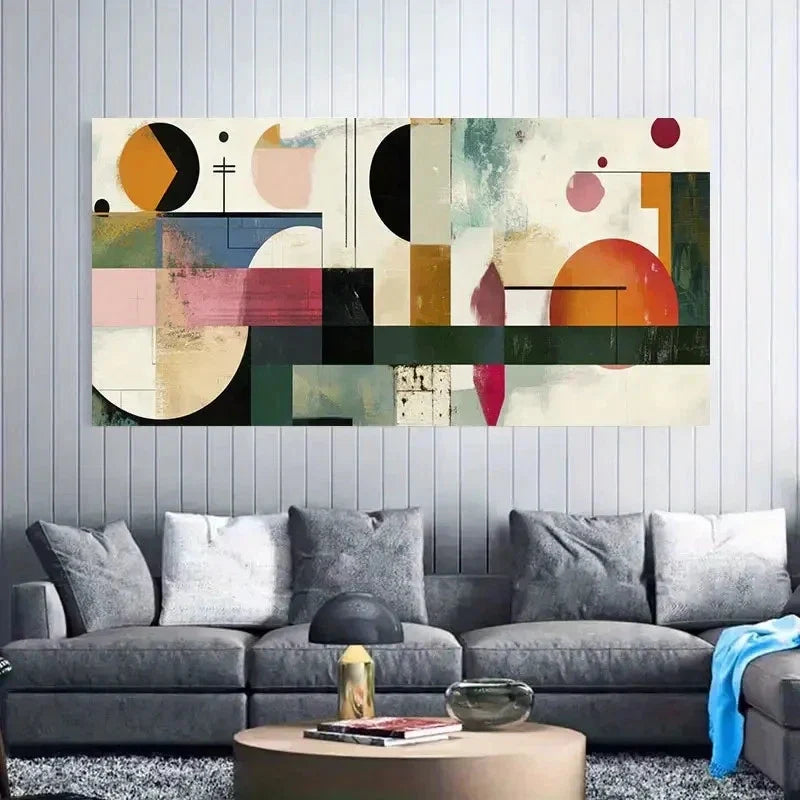 Vibrant Geometric Patterns Wall Art Canvas Office Home Room Framed 120x60cm