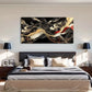 Vibrant Swirling Design Golden Wall Art Canvas Office Home Room Framed 120x60cm