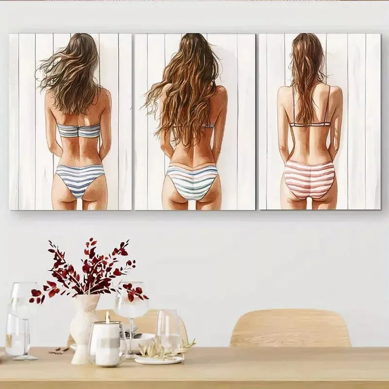 3pcs Beautiful Back View Wall Art Canvas Wall Art Set Canvas Framed 40x60cm - High Quality Print 100% Australian Made Wall Canvas Ready to Hang