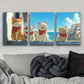 3pcs Happy Cat Orange Hanging Paintings Home Wall Art Set Canvas Framed 40x60cm - High Quality Print 100% Australian Made Wall Canvas Ready to Hang