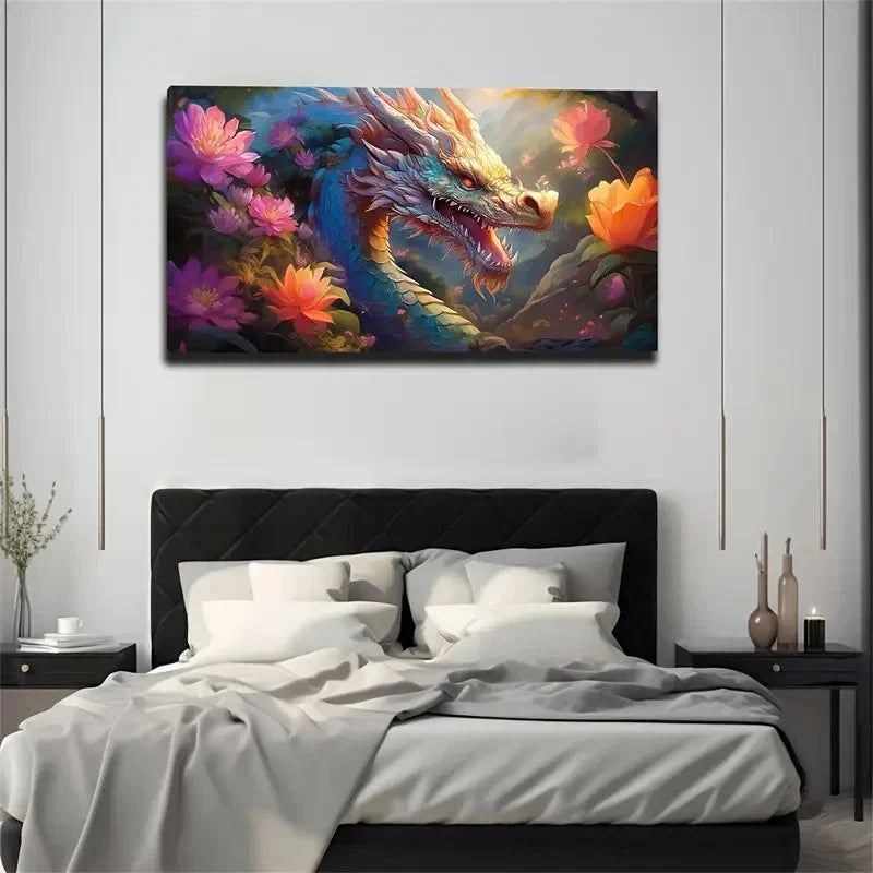 Chinese Dragon Ancient Space Wall Art Canvas Office Home Room Framed 120x60cm