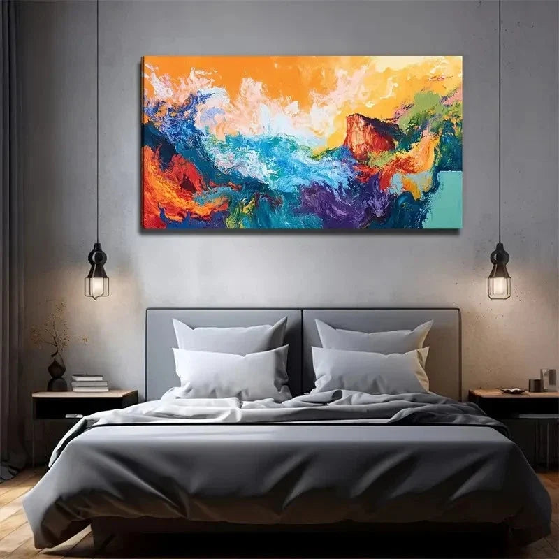 Power Of Paint Mountain Wall Art Canvas Office Home Room Framed 80x45cm