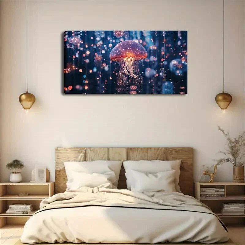 Modern And Simple Jellyfish Wall Art Canvas Office Home Room Framed 120x60cm