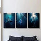 3pcs Whale Shark Swordfish Blue Whale Aquatic Wall Art Set Canvas Framed 40x60cm - High Quality Print 100% Australian Made Wall Canvas Ready to Hang